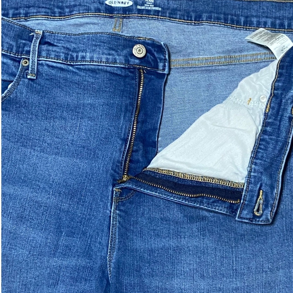 Old Navy High Rise Flare Ankle Jeans Medium Wash Raw‎ Hem 20 Tall Slim Pocket - Picture 6 of 11